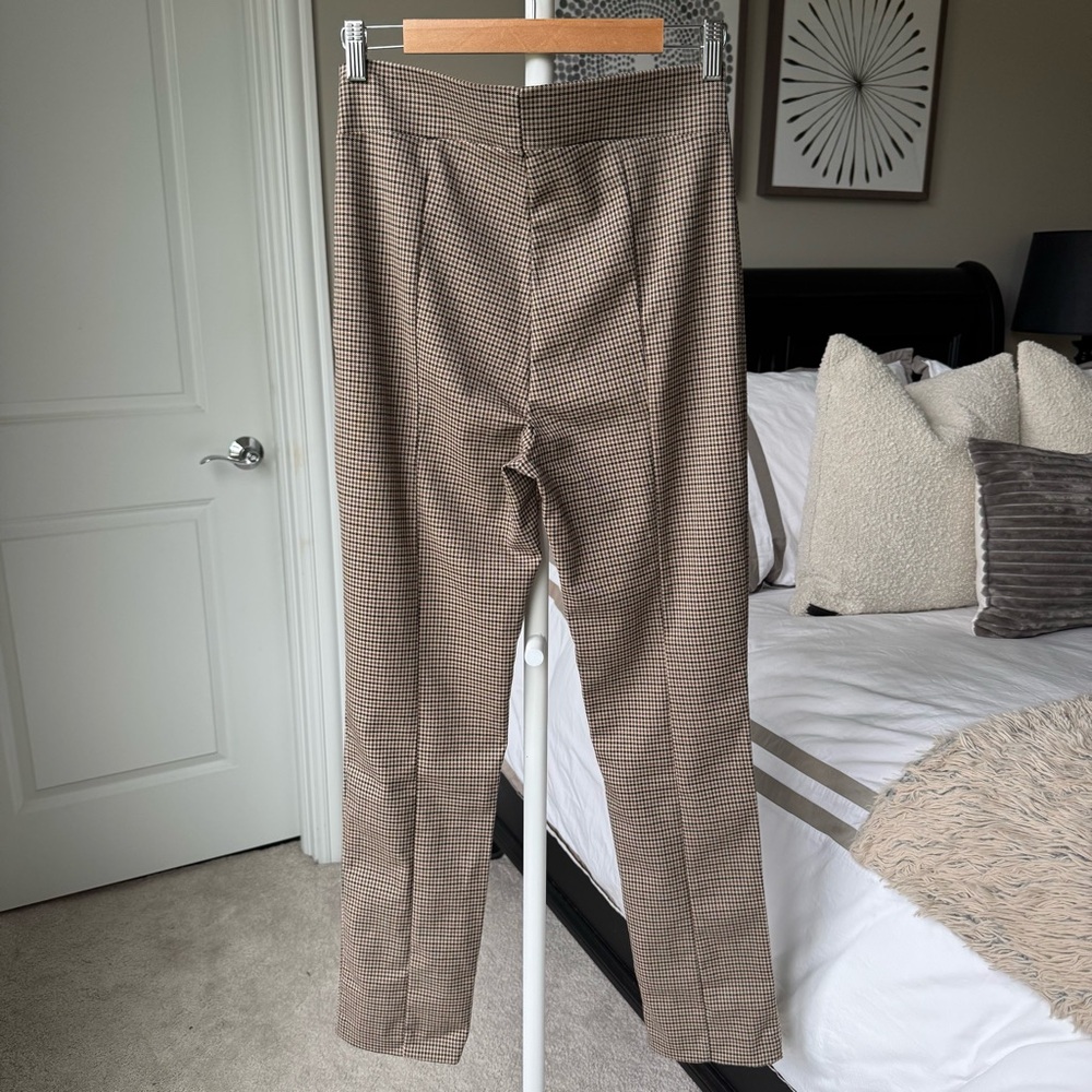 Favorite Daughter The Suits You High Waist Slit Hem Leggings- Black/ Camel Plaid - Picture 6 of 8